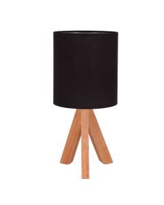 Black Table Lamps Fabric Bedside Lighting Timber Wooden Lights