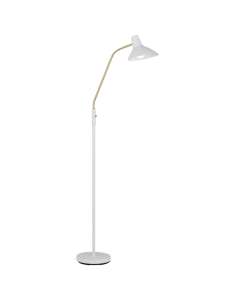 White Adjustable Reading Floor Lamp Farbon Gooseneck Brass Lights Modern Telbix