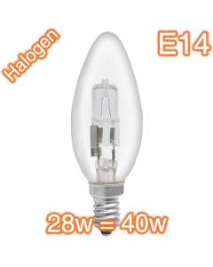 Candle 28w=40w E14 Halogen Energy Saver Lamp - 240v Globe
