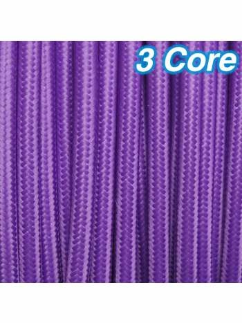 Cheap Coloured Cables Lighting Purple Fabric Cloth Cord 3 Core 240v