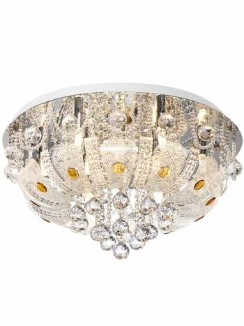 Elanza 60cm Crystal Flush 10 Lights Amber Ceiling Lighting Telbix