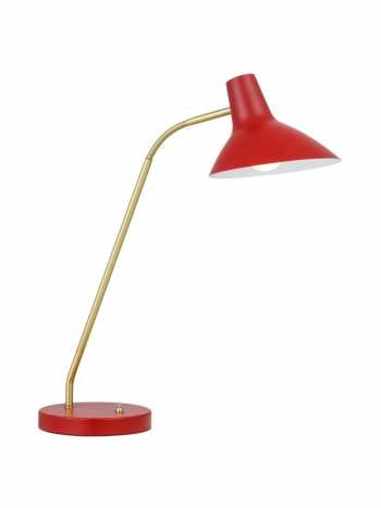 Farbon Red Pastel Table Lamps Brass Adjustable Lights Desk Modern Telbix Lighting