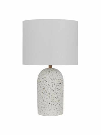Large Terrazzo Fevik White Table Lamps Ivory Fabric Shade Lights Telbix Lighting