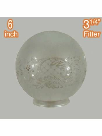 6 inch Ball Glassware Lamps Shades Sheffield Etched Period Lighting
